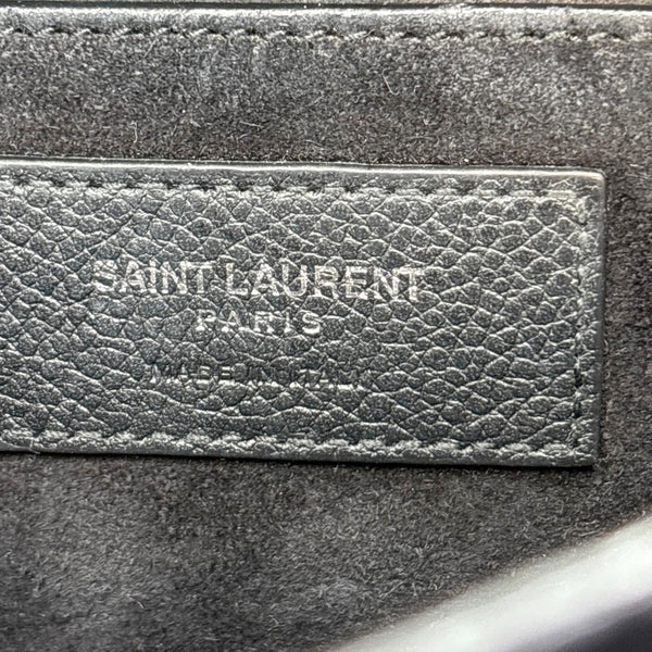 YVES SAINT LAURENT Sunset Medium Grain De Poudre Leather Shoulder Bag Black