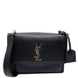YVES SAINT LAURENT Sunset Medium Grain De Poudre Leather Shoulder Bag Black