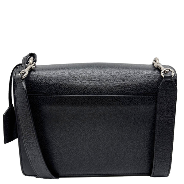 YVES SAINT LAURENT Sunset Medium Grain De Poudre Leather Shoulder Bag Black