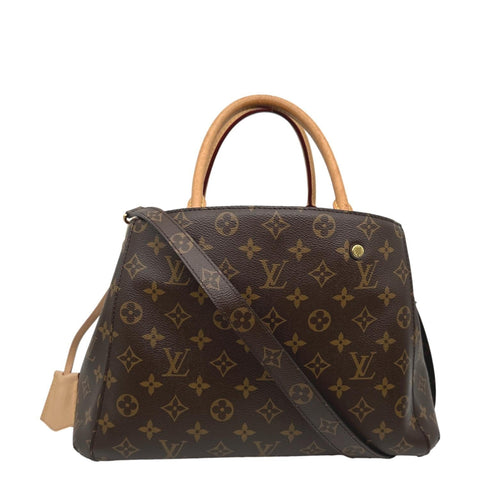Louis Vuitton Montaigne MM Monogram Canvas Shoulder Bag Brown