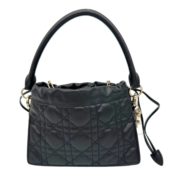 CHRISTIAN DIOR Lady Dior Milly Preta Mini Cannage Lambskin Leather Shoulder Bag Black