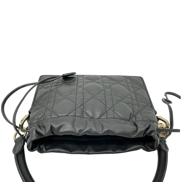 CHRISTIAN DIOR Lady Dior Milly Preta Mini Cannage Lambskin Leather Shoulder Bag Black