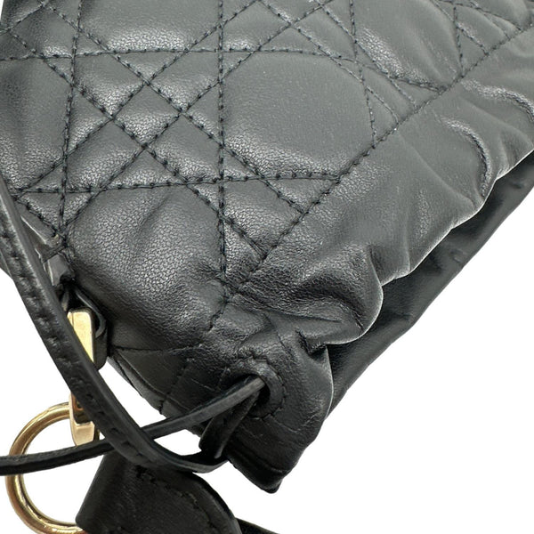 CHRISTIAN DIOR Lady Dior Milly Preta Mini Cannage Lambskin Leather Shoulder Bag Black