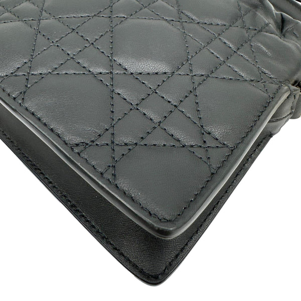 CHRISTIAN DIOR Lady Dior Milly Preta Mini Cannage Lambskin Leather Shoulder Bag Black