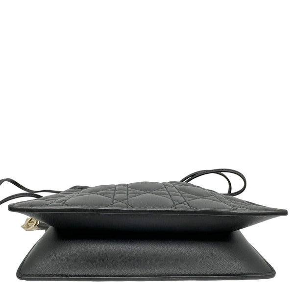 CHRISTIAN DIOR Lady Dior Milly Preta Mini Cannage Lambskin Leather Shoulder Bag Black