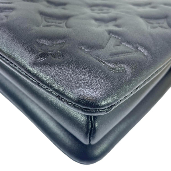 LOUIS VUITTON Coussin BB Monogram Embossed Leather Shoulder Bag Black