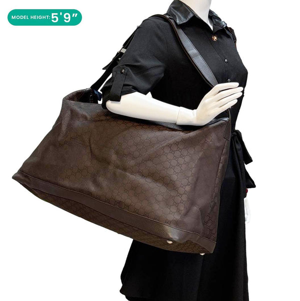 GUCCI GG Monogram Nylon Travel Weekender Bag Brown 105669