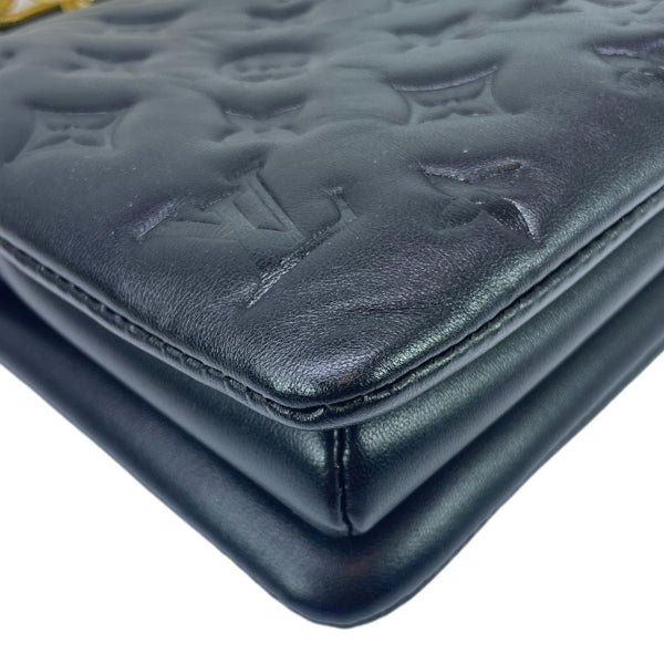 LOUIS VUITTON Coussin BB Monogram Embossed Leather Shoulder Bag Black