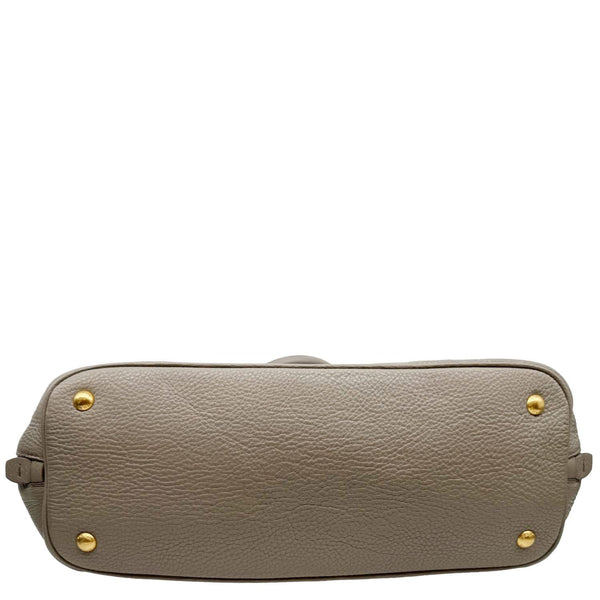 PRADA Vitello Daino Side Zip Large Leather Shopper Tote Bag Beige