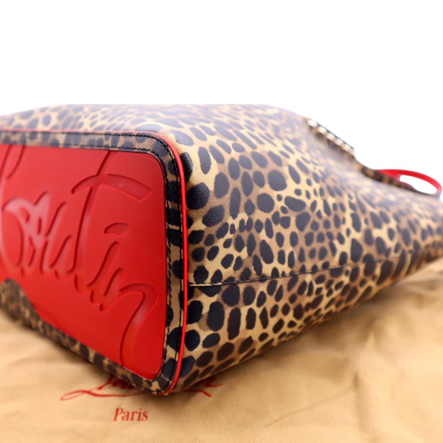 CHRISTIAN LOUBOUTIN Cabata Leopard Printed Leather Tote Bag Multicolor