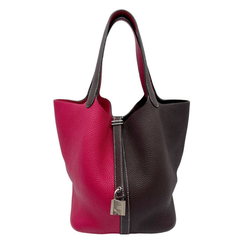 HERMES Picotin Lock 22 Taurillon Clemence Leather Hobo Bag Pink