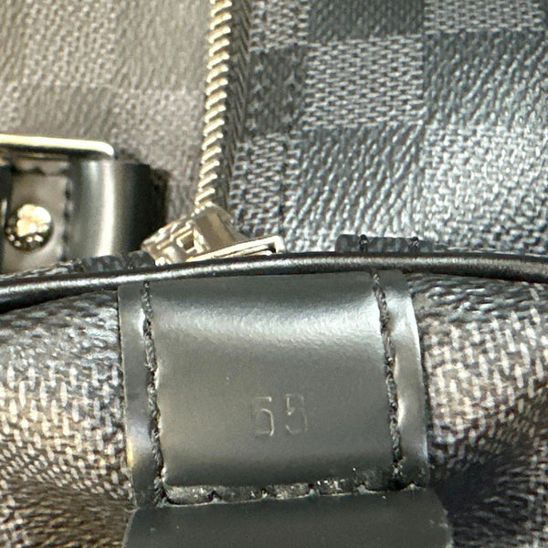 LOUIS VUITTON Keepall 55 Bandouliere Damier Graphite Travel Bag Black