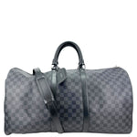 LOUIS VUITTON Keepall 55 Bandouliere Damier Graphite Travel Bag Black