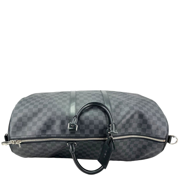 LOUIS VUITTON Keepall 55 Bandouliere Damier Graphite Travel Bag Black