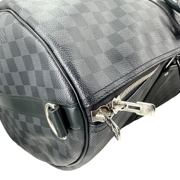 LOUIS VUITTON Keepall 55 Bandouliere Damier Graphite Travel Bag Black