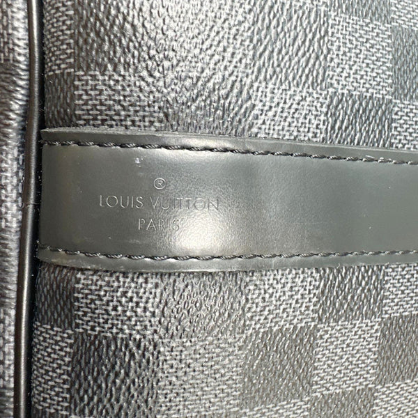 LOUIS VUITTON Keepall 55 Bandouliere Damier Graphite Travel Bag Black