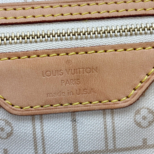LOUIS VUITTON Neverfull GM Damier Azur Tote Shoulder Bag White