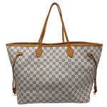 LOUIS VUITTON Neverfull GM Damier Azur Tote Shoulder Bag White