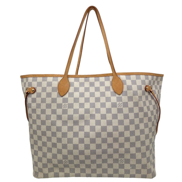 LOUIS VUITTON Neverfull GM Damier Azur Tote Shoulder Bag White