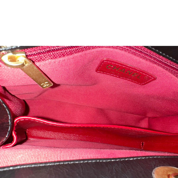 CHANEL Wavy CC Shiny Crumpled Calfskin Leather Hobo Bag Black