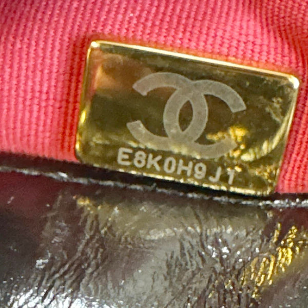 CHANEL Wavy CC Shiny Crumpled Calfskin Leather Hobo Bag Black