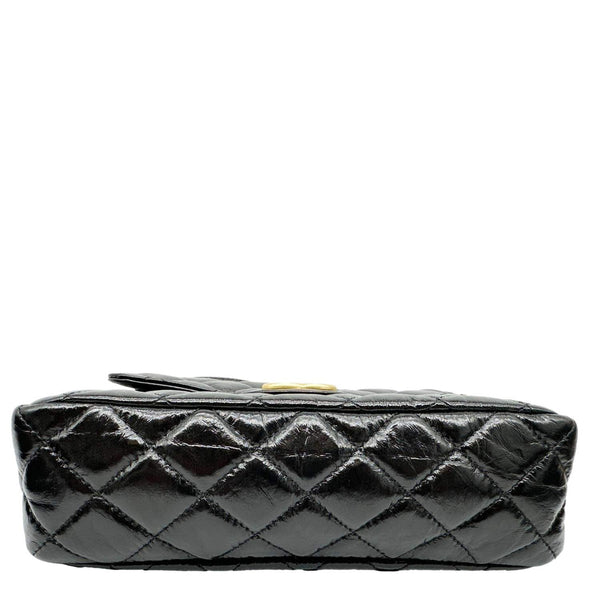 CHANEL Wavy CC Shiny Crumpled Calfskin Leather Hobo Bag Black