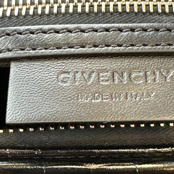 GIVENCHY Antigona Crocodile Embossed Leather Shoulder Bag Black