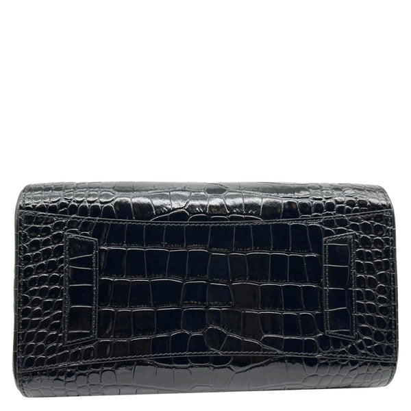 GIVENCHY Antigona Crocodile Embossed Leather Shoulder Bag Black