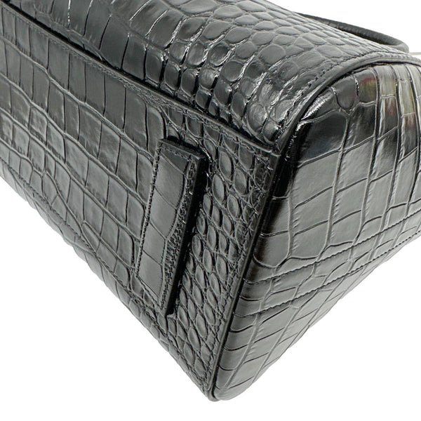 GIVENCHY Antigona Crocodile Embossed Leather Shoulder Bag Black