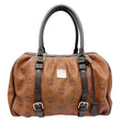 MCM Visetos Canvas Boston Bag Cognac