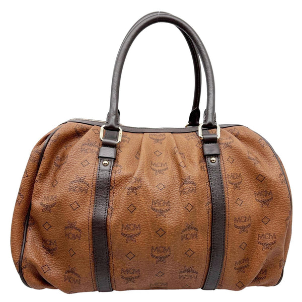 MCM Visetos Canvas Boston Bag Cognac