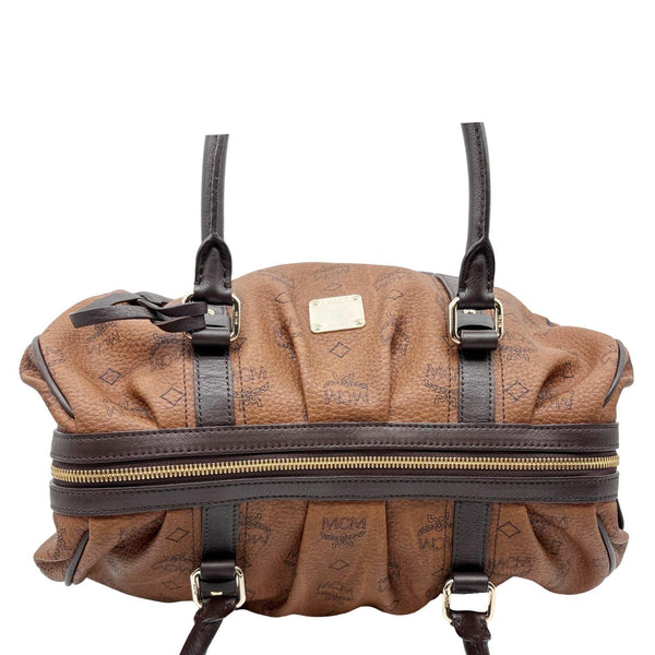 MCM Visetos Canvas Boston Bag Cognac