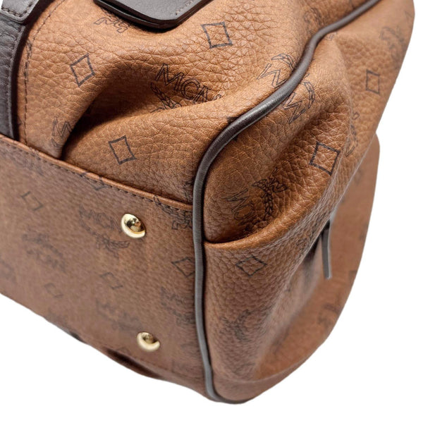 MCM Visetos Canvas Boston Bag Cognac