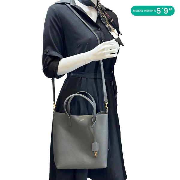 YVES SAINT LAURENT Toy Leather Shopping Tote Bag Grey