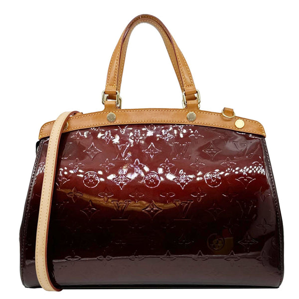 LOUIS VUITTON Brea MM Monogram Vernis Satchel Bag Amarante