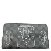 LOUIS VUITTON Trunks And Lock Damier Graphite Zippy Organizer Wallet Black