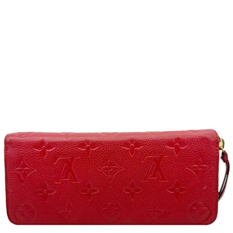 LOUIS VUITTON Clemence Monogram Empreinte Leather Wallet Red