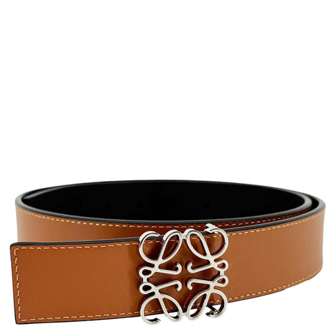 LOEWE Anagram Reversible Leather Belt Brown Size 85/34