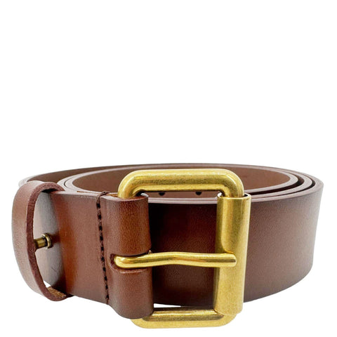 YVES SAINT LAURENT Cassandre Leather Thin Belt Brown Size 90