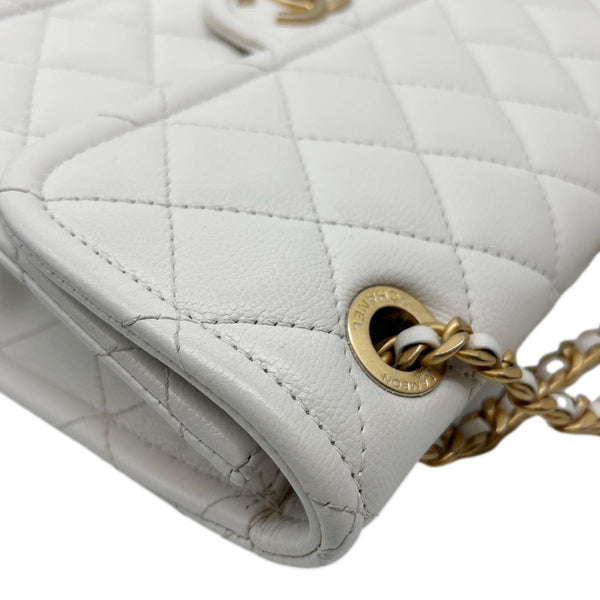 CHANEL Classic Flap Sweet Medium Quilted Caviar Leather Shoulder Bag White