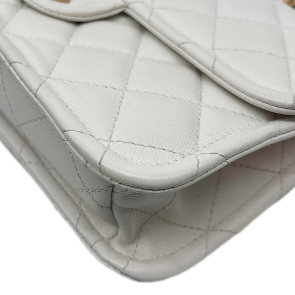 CHANEL Classic Flap Sweet Medium Quilted Caviar Leather Shoulder Bag White