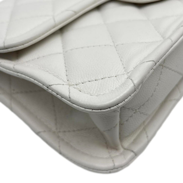 CHANEL Classic Flap Sweet Medium Quilted Caviar Leather Shoulder Bag White