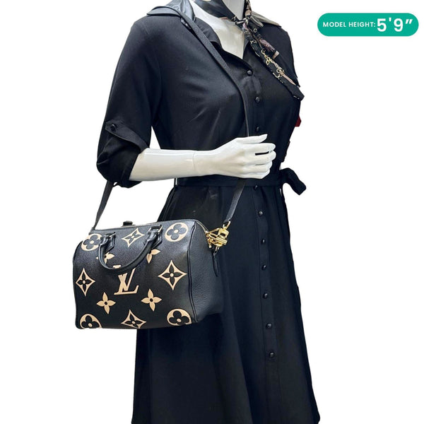 LOUIS VUITTON Speedy Bandouliere 25 Monogram Empreinte Leather Shoulder Bag Bicolor