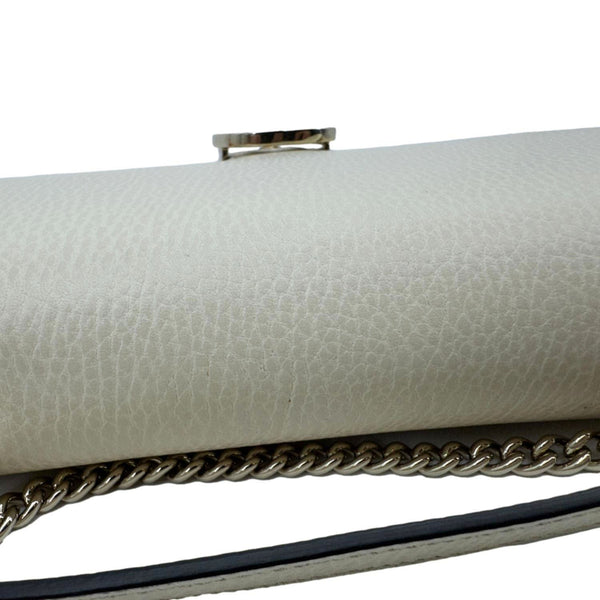 GUCCI Interlocking G Dollar Calfskin Top Handle Crossbody Bag Off White 510303