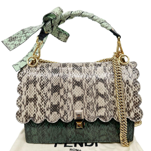 FENDI Kan I Medium Scalloped Python Shoulder Bag Green