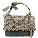 FENDI Kan I Medium Scalloped Python Shoulder Bag Green