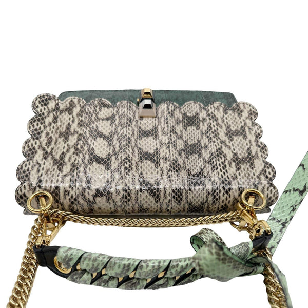 FENDI Kan I Medium Scalloped Python Shoulder Bag Green