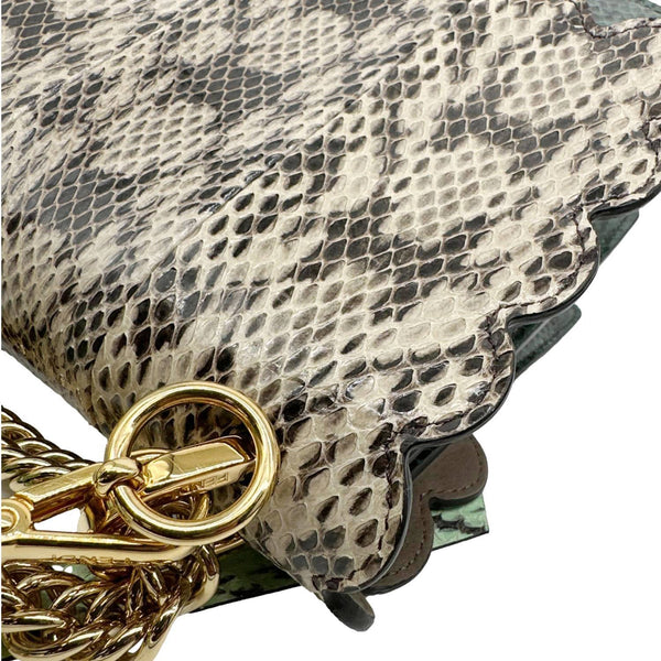 FENDI Kan I Medium Scalloped Python Shoulder Bag Green