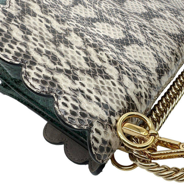 FENDI Kan I Medium Scalloped Python Shoulder Bag Green