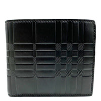 BURBERRY Embossed Check Leather Bifold Wallet Black